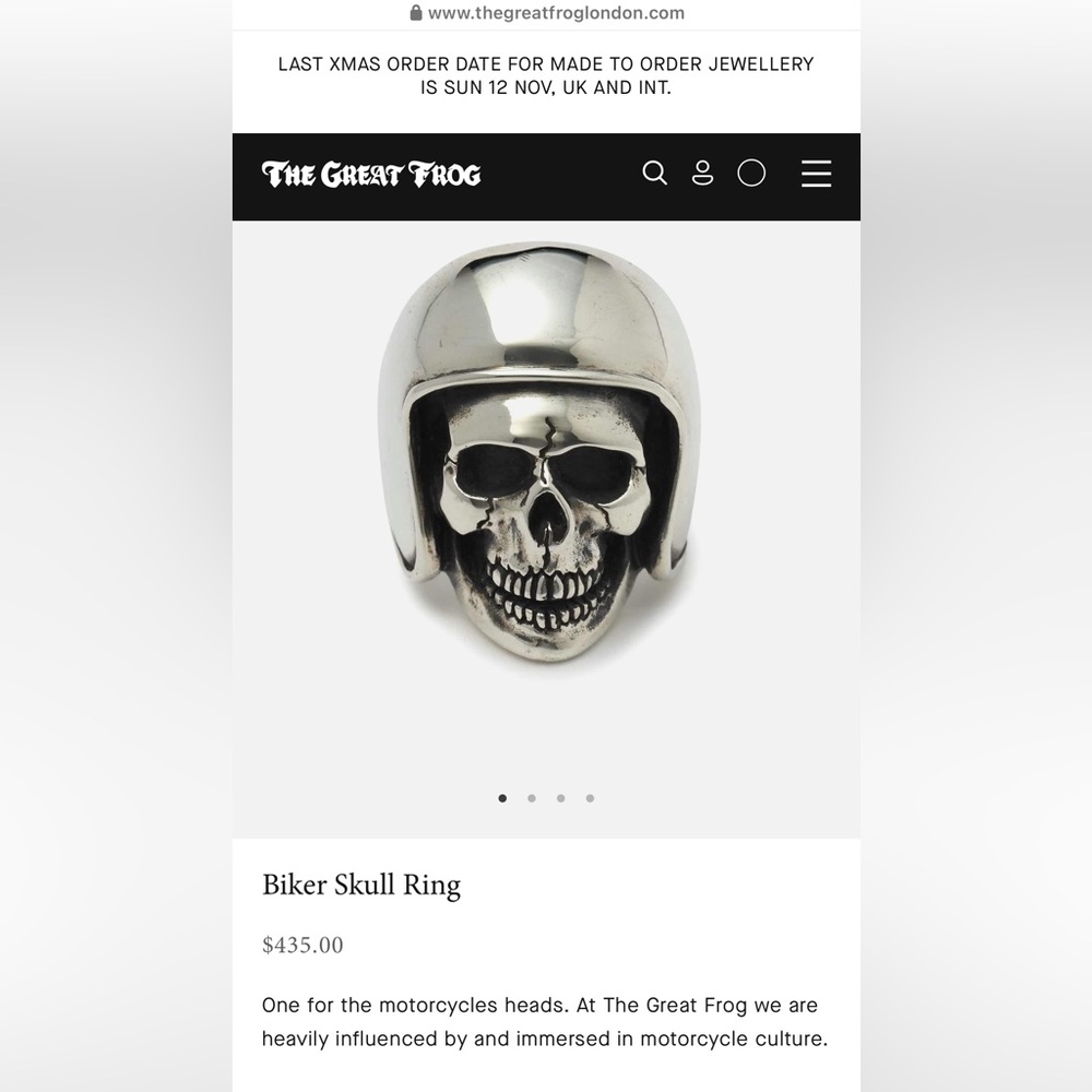 The Great Frog Biker skull ring